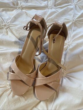 Patent Nude Strap Heels for Women